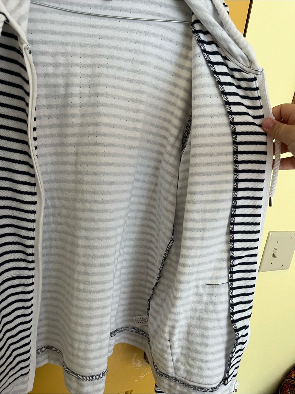Talbots White & Navy Striped Zip Hoodie - Picture 3 of 5